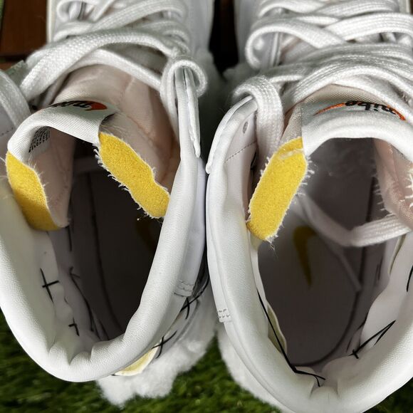 NIKE BLAZER Men 11.5 Mid 77 Custom White Leather Sneakers BQ6806-101 Unique 1493 - Picture 10 of 14